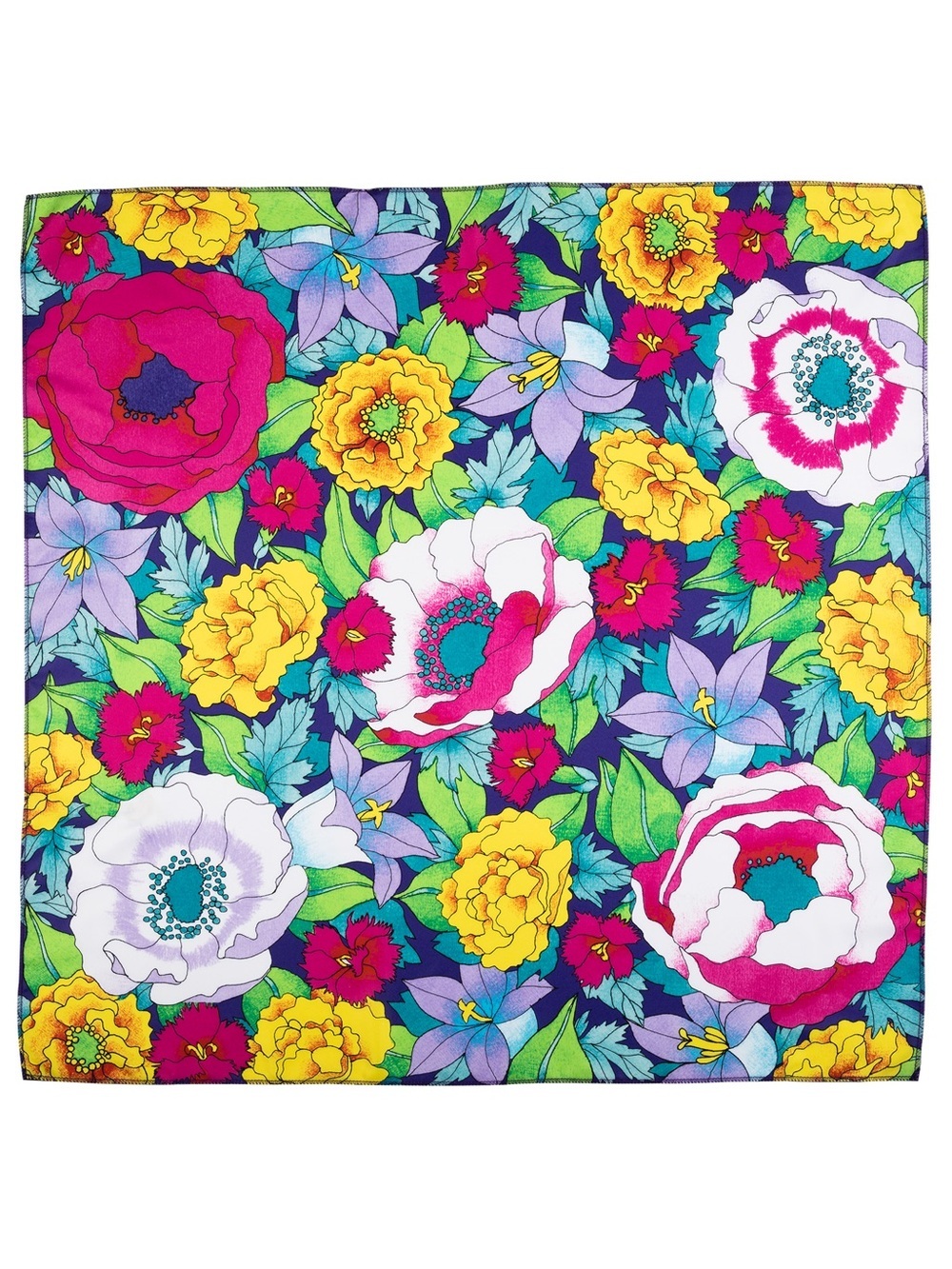 Lush Life Floral Square Knot Wrap Scarf Multicolour Blossoms 70cm x 70cm